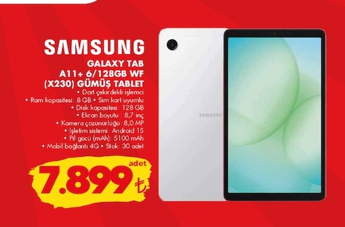 Samsung Galaxy Tab A11+ 6/128Gb Gumus Tablet