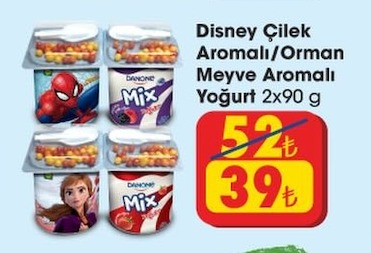 Disney Çilek Aromalı/Orman Meyve Aromalı Yoğurt 2X90 G