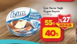 İçim Yarım Yağlı Üçgen Peynir 100G
