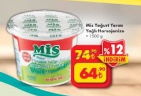 Mis Yoğurt Yarım Yağlı Homojenize 1500 G