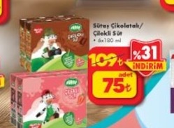 Sütaş Çikolatalı/Çilekli Süt 6X180Ml