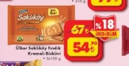 Ülker Saklıköy Fındık Kremalı Bisküvi 3X100 G