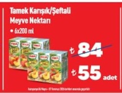 Tamek Karışık/Şeftali Meyve Nektarı 6X200 Ml