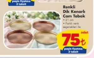 Renkli Dik Kenarlı Cam Tabak 4 Parça