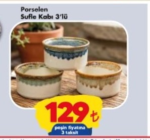 Porselen Sufle Kabı 3'Lü