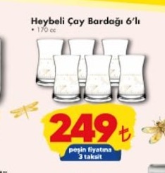 Heybeli Çay Bardağı 6'Lı