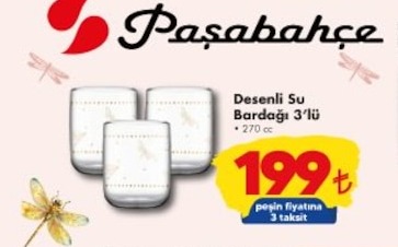 Paşabahçe Desenli Su Bardağı 3'Lü
