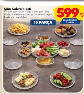 Cam Kahvaltı Seti 15 Parça