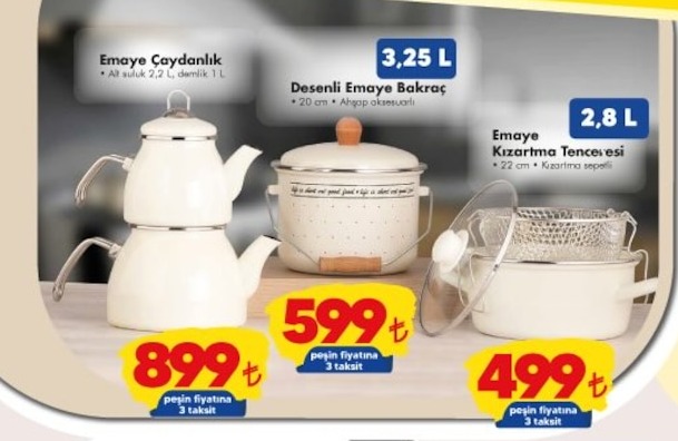 Emaye Çaydanlık Alt Suluk 2,2 L, Demlik 1 L