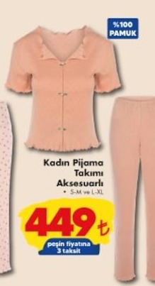 Kadın Pijama Takımı Aksesuarlı