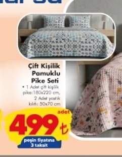 Çift Kişilik Pamuklu Pike Seti