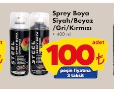Steel Sprey Boya Siyah/Beyaz/Gri/Kırmızı 400 Ml