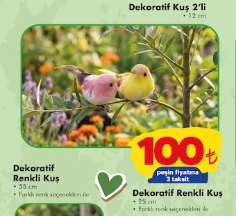 Dekoratif Renkli Kuş 12Cm