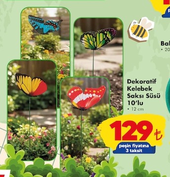 Dekoratif Kelebek Saksı Süsü 10'Lu