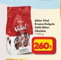 Şölen Vital Krema Dolgulu Sütlü Bitter Çikolata 300 G