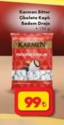 Karmen Bitter Cikolata Kapli Badem Draje 150 G