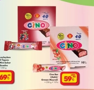 Cino Bar Çilekli/Orman Meyveli 250 G