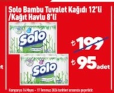Solo Bambu Tuvalet Kağıdı 12'Li / Kağıt Havlu 8'Li