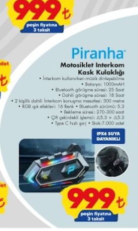 Piranha Motosiklet Intercom Kask Kulaklığı
