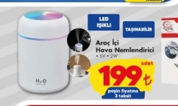 H2O Araç Içi Hava Nemlendirici Led Işıklı Taşınabilir