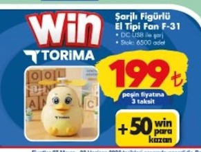 Şarjlı Figürlü El Tipi Fan F-31