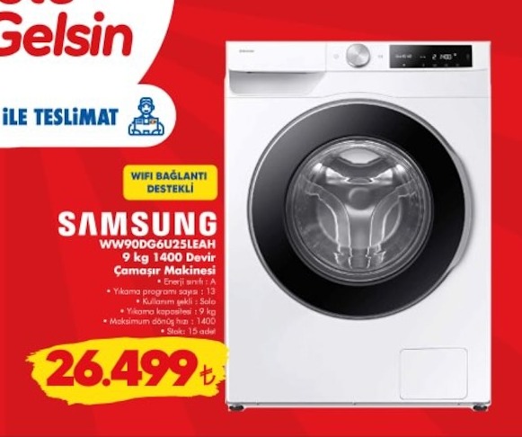 Samsung Ww90Dg6U25Leah 9 Kg 1400 Devir Çamaşır Makinesi