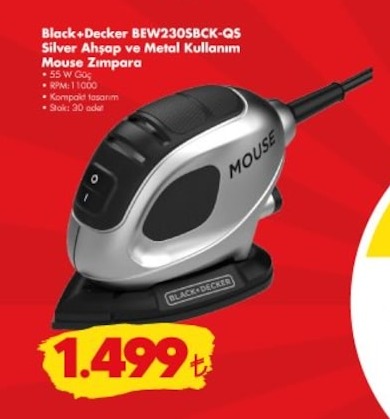 Black+Decker Bew2305Bck-Qs Silver Ahşap Ve Metal Kullanım Mouse Zımpara
