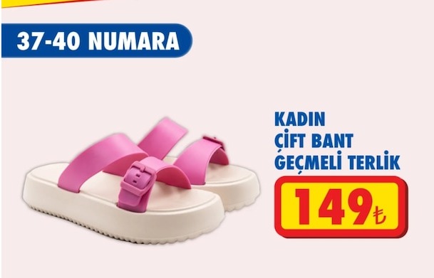 Kadın Çift Bant Geçmeli Terlik