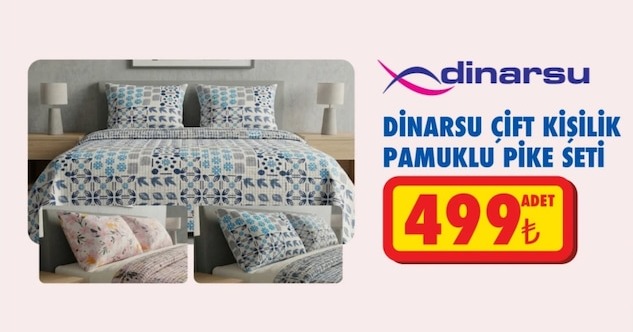 Dinarsu Çift Kişilik Pamuklu Pike Seti
