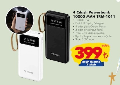 4 Çıkışlı Powerbank 10000 Mah Trm-1011