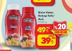Bizim Vatan Ketçap Tatlı/Acılı 500G