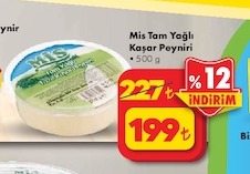 Mis Tam Yağlı Kaşar Peyniri 500G