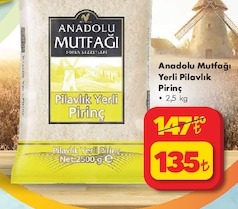 Anadolu Mutfağı Yerli Pilavlık Pirinç 2.5Kg