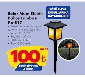 Solar Mum Efektli Bahçe Lambası Px-S17 1 Adet
