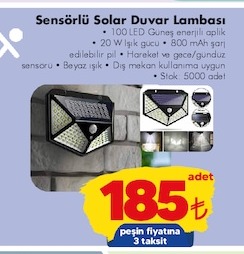 Sensörlü Solar Duvar Lambası