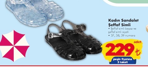 Kadın Sandalet Şeffaf Simli