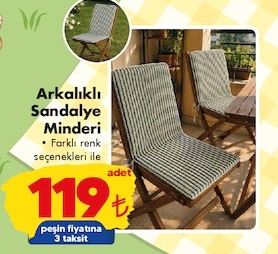 Arkalikli Sandalye Minderi