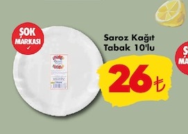 Saroz Kağıt Tabak 10'Lu