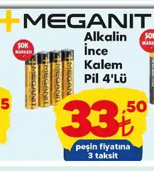 Meganit Alkalin İnce Kalem Pil 4'Lü