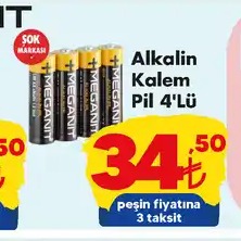 Meganit Alkalin Kalem Pil 4'Lü