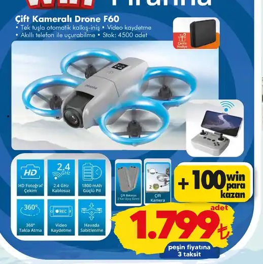 Çift Kameralı Drone F60