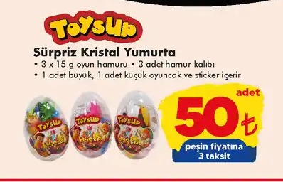Toysup Sürpriz Kristal Yumurta 3X15G Oyun Hamuru