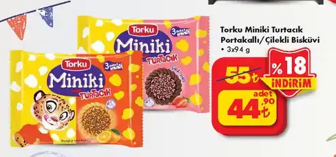Torku Miniki Tartacık Portakallı / Çilekli Bisküvi 3X94G