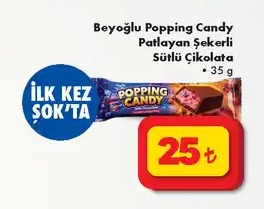 Beyoğlu Popping Candy Patlayan Şekerli Sütlü Çikolata 35 G