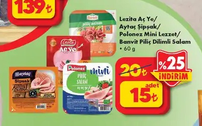Lezita Aç Ye/ Aytaç Şipsak/ Polonez Mini Lezzet/ Banvit Piliç Dilimli Salam 60G