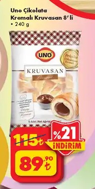 Uno Çikolata Kremalı Kruvasan 8'Li 240G