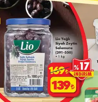 Lio Yağlı Siyah Zeytin Salamura 1 Kg