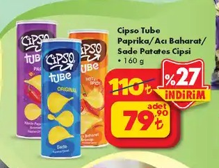 Cipso Tube Paprika/ Acı Baharat/ Sade Patates Cipsi 160G
