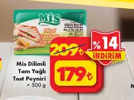 Mis Dilimli Tam Yagli Tost Peyniri 500G