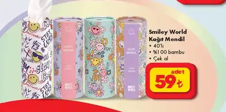 Smiley World Kağıt Mendil 40'Lı %100 Bambu